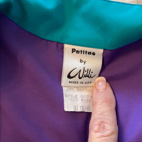 VINTAGE WILLI PURPLE/TURQUOISE SHIRT DRESS SZ10 - Picture 6 of 8